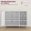 Credenza Moderna 2 Armadietti a 3 Ripiani Regolabili 107x40x80 cm Bianca  
