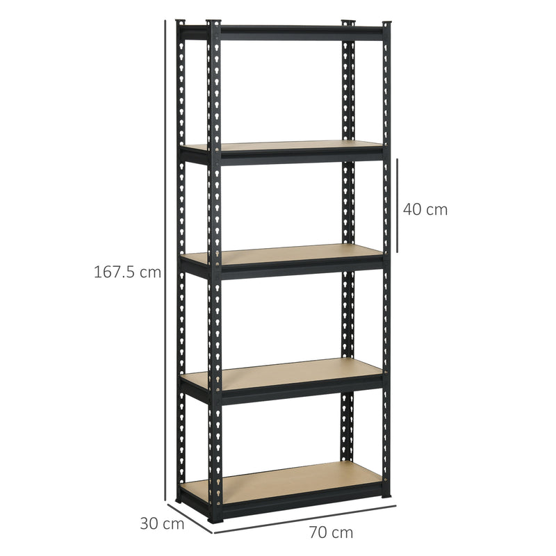 Set 2 Scaffalatura 5 Ripiani in MDF 70x30x167,5 cm Struttura in Acciaio Nero
