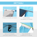 Tenda da Spiaggia Pop Up 220x173x120 cm con Porta a Cerniera in Poliestere e Fibra di Vetro Blu Chiaro e Giallo  