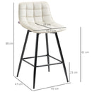 Set 2 Sgabelli da Bar 45x47x88 cm in Metallo e Velluto Crema