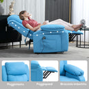 Poltrona Alzapersona Reclinabile con Poggiapiedi e Telecomando 76x90x105 cm Azzurro  