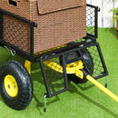 Carrello da Giardino 104x54x51 cm Capacità 200 kg con Pareti Laterali Rimovibili in Acciaio Nero e Giallo 