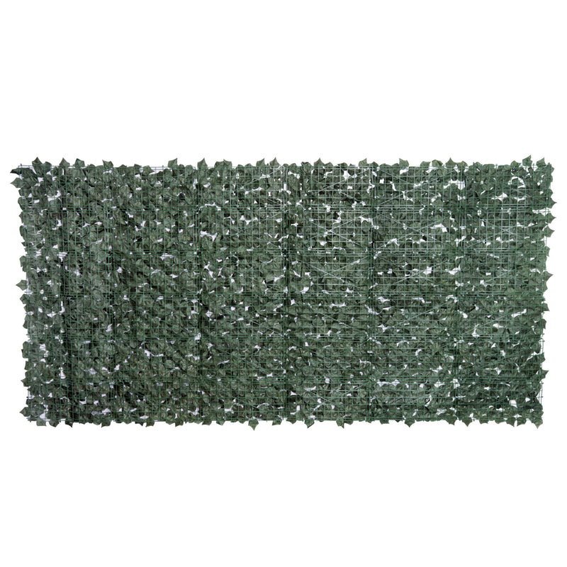 Rotolo di Siepe Artificiale per Balcone e Giardino 300x150 cm in PE Anti-UV con Foglie Verde Scuro -9