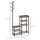 Mobile Ingresso 92,5x28,2x182 cm con Appendiabiti e Scarpiera in Truciolato e Acciaio Marrone Rustico