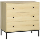 Cassettiera 3 Cassetti 80x40x78 cm in Acciaio e Legno Naturale