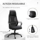 Sedia Operativa da Ufficio Reclinabile con Poggiatesta e Supporto Lombare 64x55x116-126 cm Nero 