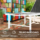 Lettino Sdraio 60x166x84 cm con Schienale Regolabile su 5 Livelli in Acciaio e Textilene Bianco e Grigio  