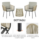 Set da Giardino 2 Sedie in Stile Boho e Tavolino in Vetro in Rattan Caffè   