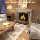 Parascintille con Antine 135x1,2x85 cm Pieghevole a 3 Pannelli Design Geometrico in Acciaio Nero