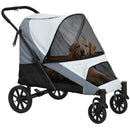 Passeggino per Cani Taglia Grande 124x67x100 cm Pieghevole con Finestre a Rete e Guinzagli Grigio  