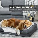 Cuccia per Cani Taglia Grande Imbottita con Cuscino Rimovibile Lavabile 120x80x22 cm Grigio Carbone 