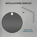 Specchio da Bagno Rotondo Moderno da Parete 70x70 cm con Cornice in Lega di Alluminio Nero