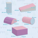 Set 5 Blocchi Costruzioni Morbide per Bambini 1-3 Anni in Finta Pelle e Schiuma Multicolore Rosa    