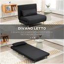 Poltrona Letto con Schienale Reclinabile su 6 Posizioni 94x78x80 cm in Tessuto Nero  
