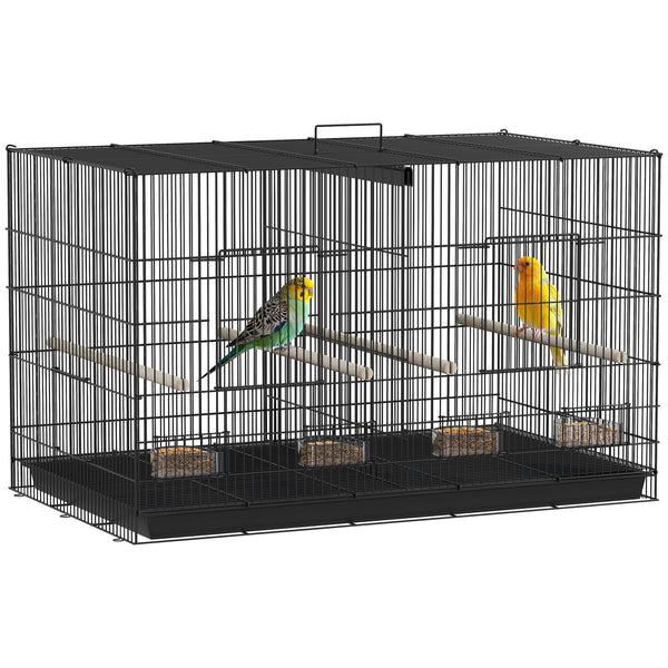 Gabbia per Uccelli 94x57x57 cm con Divisorio in Acciaio e PP Nero acquista