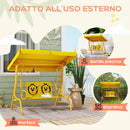 Dondolo per Bambini da Giardino a 2 Posti 112x75x120 cm con Cinture di Sicurezza Giallo   