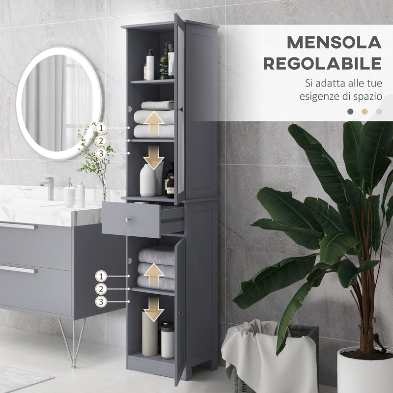 Mobile a Colonna da Bagno 40x27x171,5cm in MDF Grigio  
