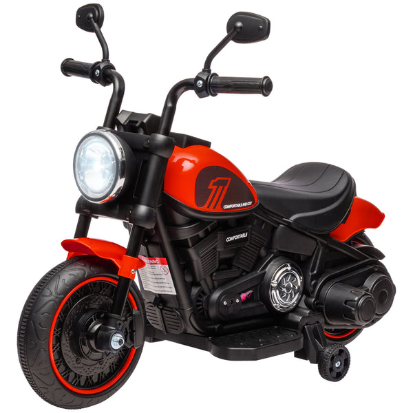 Moto Elettrica per Bambini 18-36 Mesi con Rotelle e Fanale 76x42x57 cm Rosso e Nero sconto