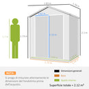Casetta da Giardino con Finestra e Doppia Porta 183x134x210 cm in Alluminio e PP Grigio-3