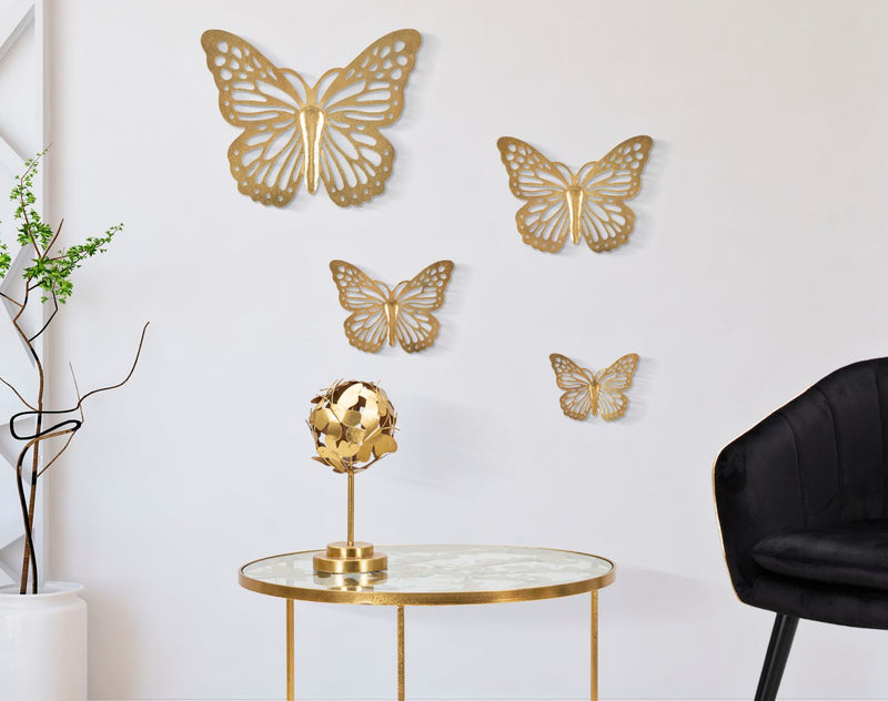 Set 4 Farfalle Decorative 3D da Muro in Ferro Oro – acquista su