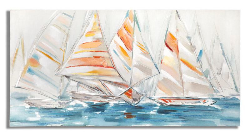 Dipinto su Tela Regata 140x70x2,8 cm Cornice in Legno di Pino Multicolor-1