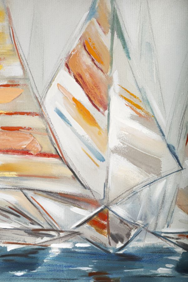 Dipinto su Tela Regata 140x70x2,8 cm Cornice in Legno di Pino Multicolor-4