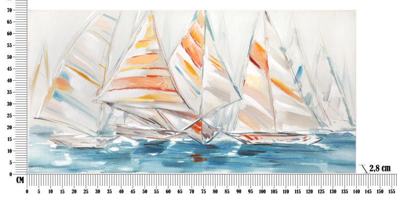 Dipinto su Tela Regata 140x70x2,8 cm Cornice in Legno di Pino Multicolor-6