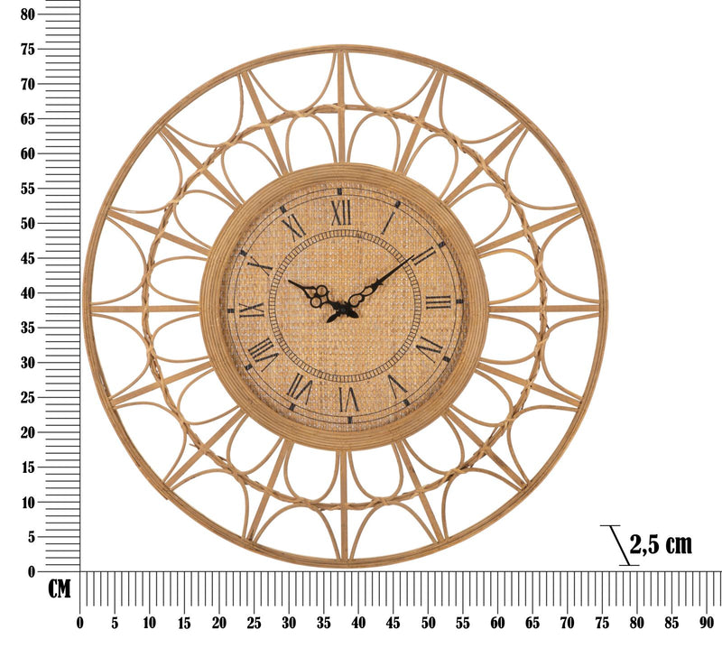 Orologio da Muro Panama Ø 76x2,5 cm in Rattan-6