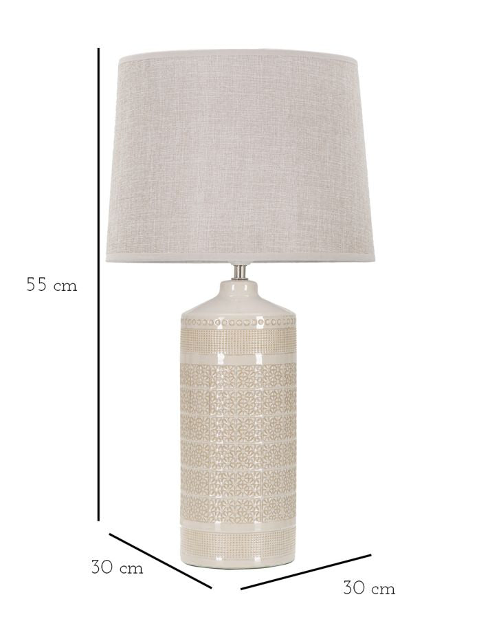 Lampada da Tavolo Graphs  30x55x30 cm in Ceramica Crema-6