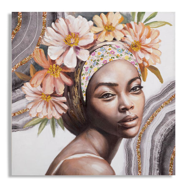 Dipinto su Tela Naomi 100x100x3 cm Cornice in Legno di Pino Multicolor online