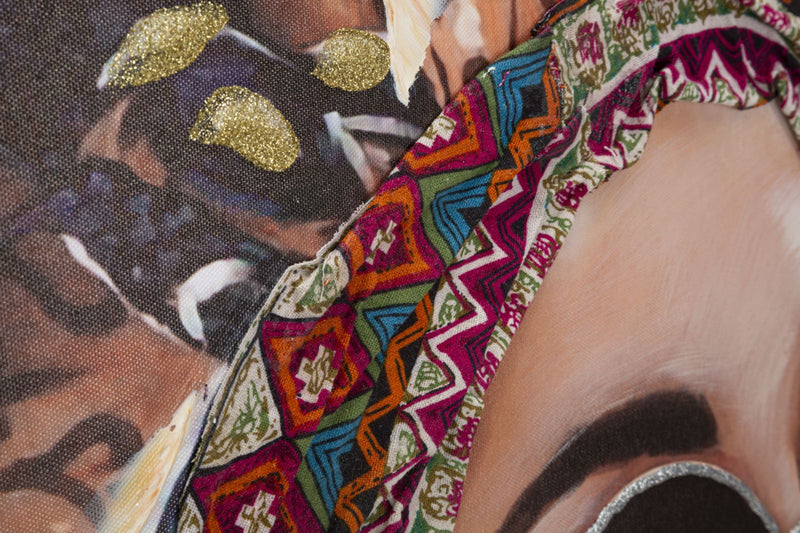 Dipinto su Tela Jennifer 70x100x3 cm Cornice in Legno di Pino Multicolor-3