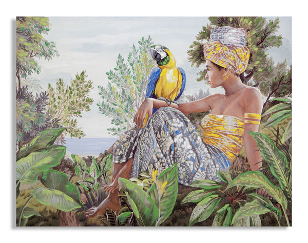 Dipinto su Tela Kenda Orizzontale 120x90x3 cm Cornice in Legno di Pino Multicolor sconto