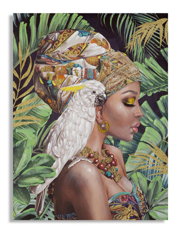 Dipinto su Tela Kloe Verticale 120x90x3 cm Cornice in Legno di Pino Multicolor sconto