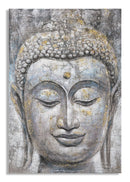 Dipinto su Tela Face Buddha Light 80x120x3 cm Cornice in Legno di Pino Multicolor-1