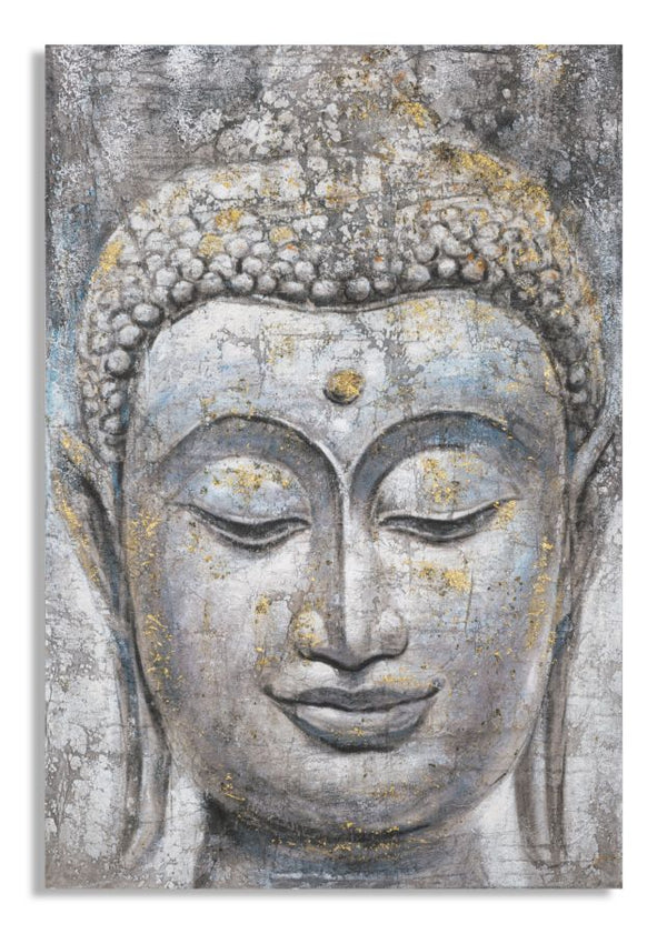 Dipinto su Tela Face Buddha Light 80x120x3 cm Cornice in Legno di Pino Multicolor acquista