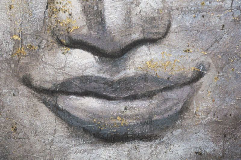 Dipinto su Tela Face Buddha Light 80x120x3 cm Cornice in Legno di Pino Multicolor-5