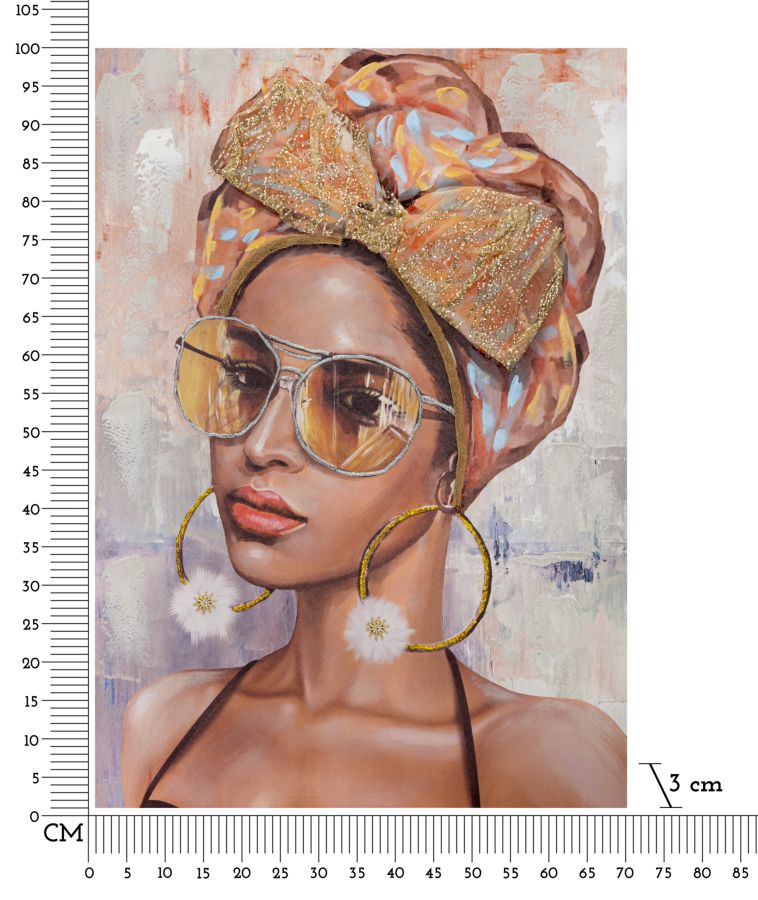 Dipinto su Tela Jennifer 70x100x3 cm Cornice in Legno di Pino Multicolor-7