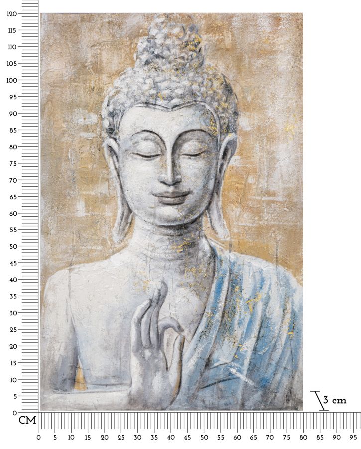 Dipinto su Tela Buddha Light 80x120x3 cm Cornice in Legno di Pino Multicolor-6
