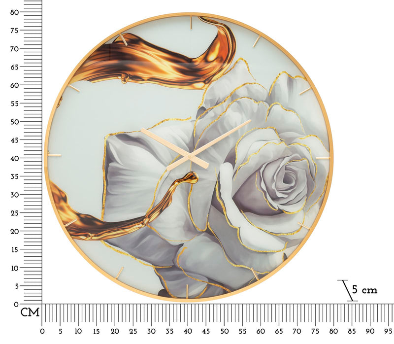 Orologio da Parete Rose 5x80x5 cm in Vetro MDF e Metallo Multicolor-6