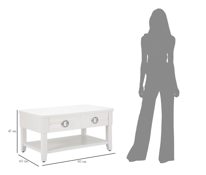 Tavolino da Caffè 90x47x60 cm in Legno MDF e Metallo Bianco-9