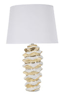 Lampada da Tavolo Glam Space 33x53x33 cm in Ceramica Bianco/Oro-1