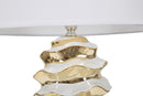 Lampada da Tavolo Glam Space 33x53x33 cm in Ceramica Bianco/Oro-2