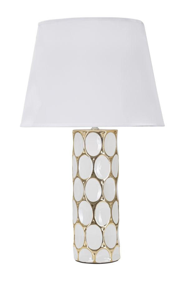Lampada da Tavolo Glam Carv 34,5x56x34,5 cm in Ceramica Bianco/Oro sconto
