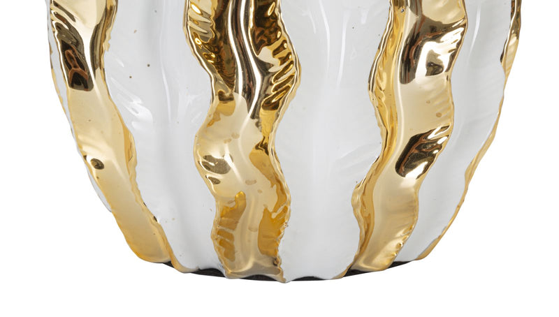 Lampada da Tavolo Glam Stary 33x48x33 cm in Ceramica Bianco/Oro-4