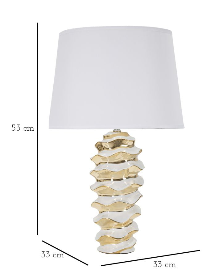 Lampada da Tavolo Glam Space 33x53x33 cm in Ceramica Bianco/Oro-6