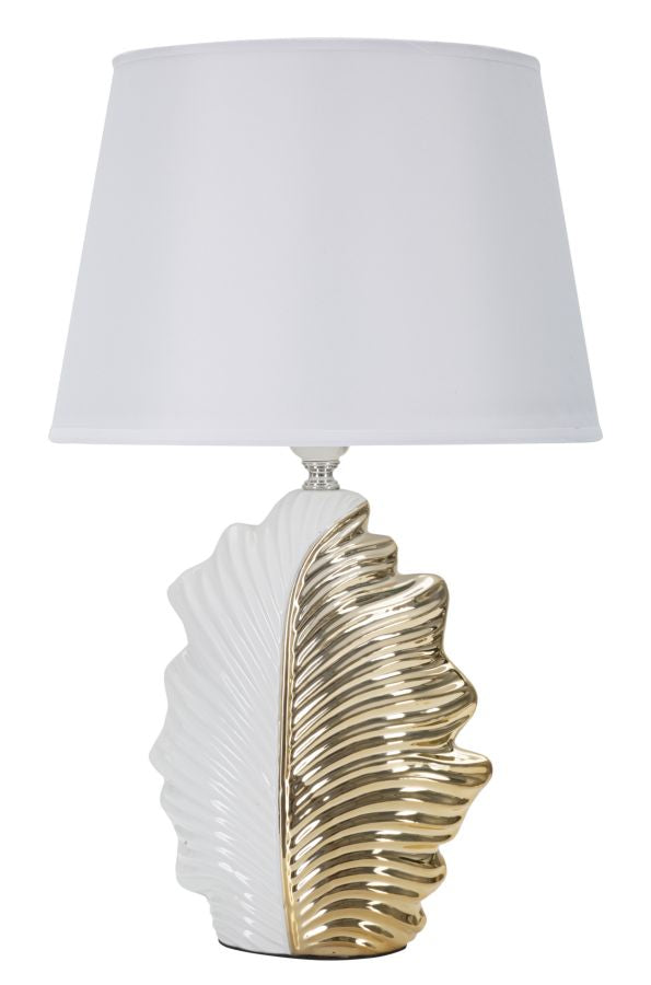 acquista Lampada da Tavolo Glam Leaf 30x47,5x30 cm in Ceramica Bianco/Oro