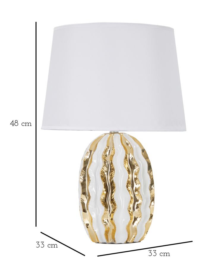 Lampada da Tavolo Glam Stary 33x48x33 cm in Ceramica Bianco/Oro-6