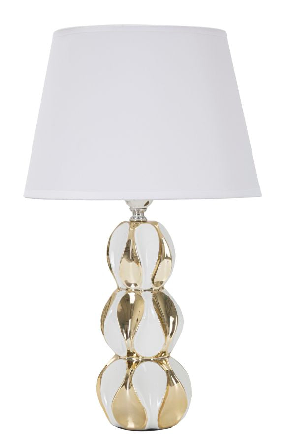 Lampada da Tavolo Glam Balls 28x46x28 cm in Ceramica Bianco/Oro online