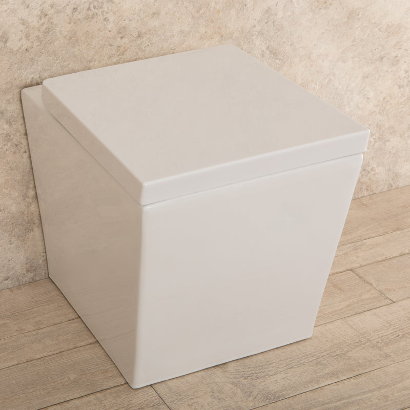 WC Filo a Muro in Ceramica 35,50x55,50x39,5 cm Square Bianco-2