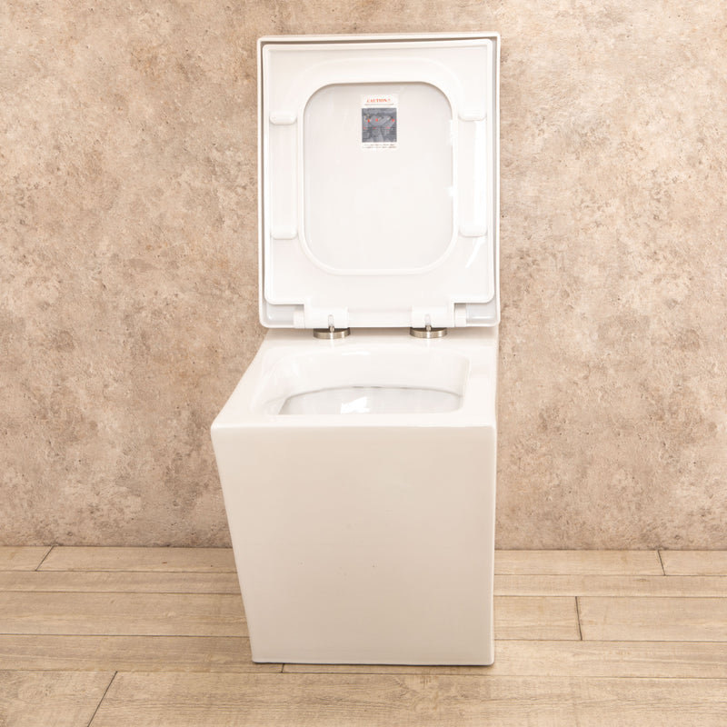 WC Filo a Muro in Ceramica 35,50x55,50x39,5 cm Square Bianco-4
